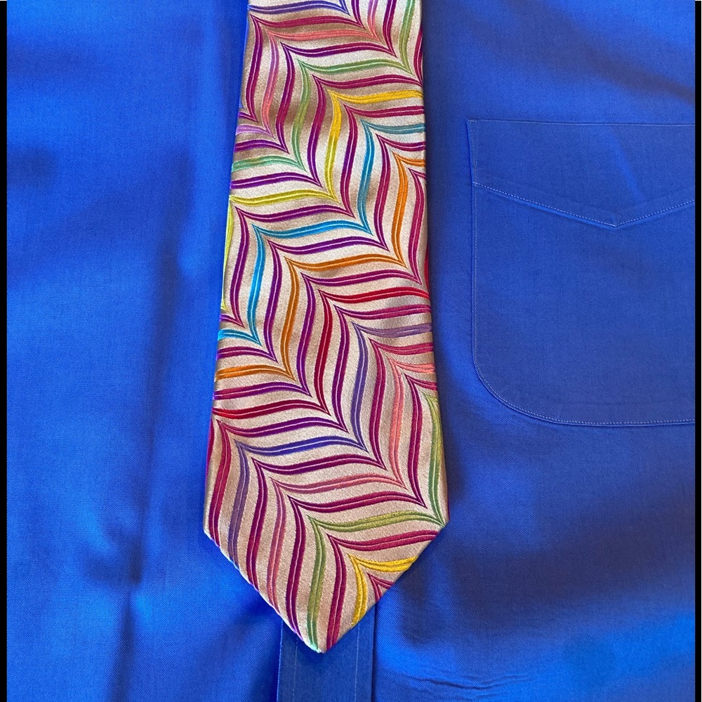 Duchamp Multicolored Geometric Abstract Curved Lines Tie